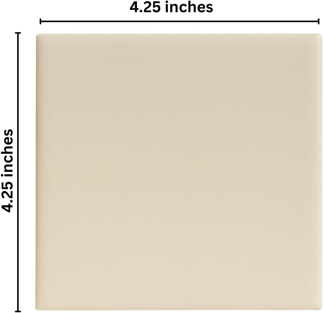 4.25 x 4.25 inch Matte Ceramic Tile - Box of 10, Ideal Wall & Kitchen Backsplash, Classic Square Shape, Smooth