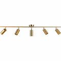 Lighting Modern 5-Lights LED Track Lighting Kit Brushed Brass Kitchen Ceiling Spotlights Light Fixture Mid Century