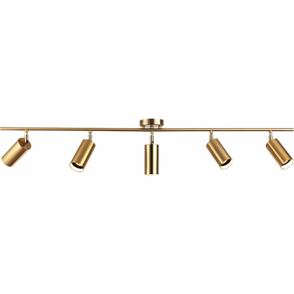 Lighting Modern 5-Lights LED Track Lighting Kit Brushed Brass Kitchen Ceiling Spotlights Light Fixture Mid Century