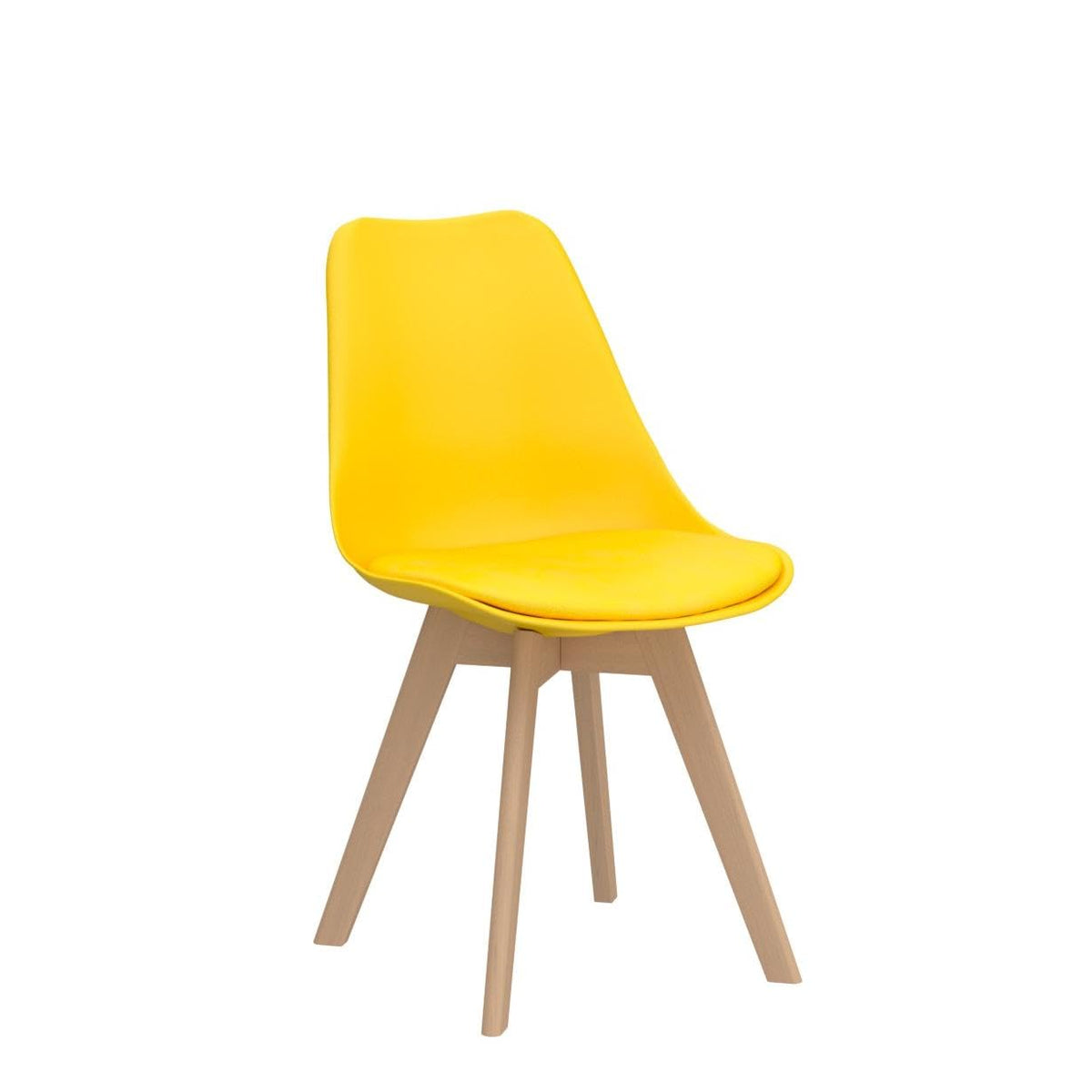 Inspired Eames Style Mid Century Modern Shell Dining Chairs with Wood Legs, 2PCS, Yellow