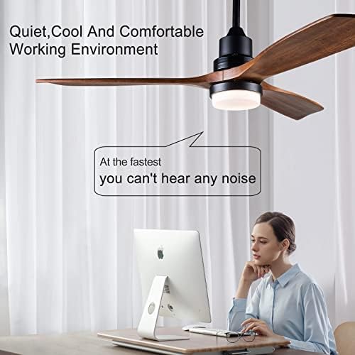 52" Ceiling Fan with LED Light and Remote - Black + Walnut