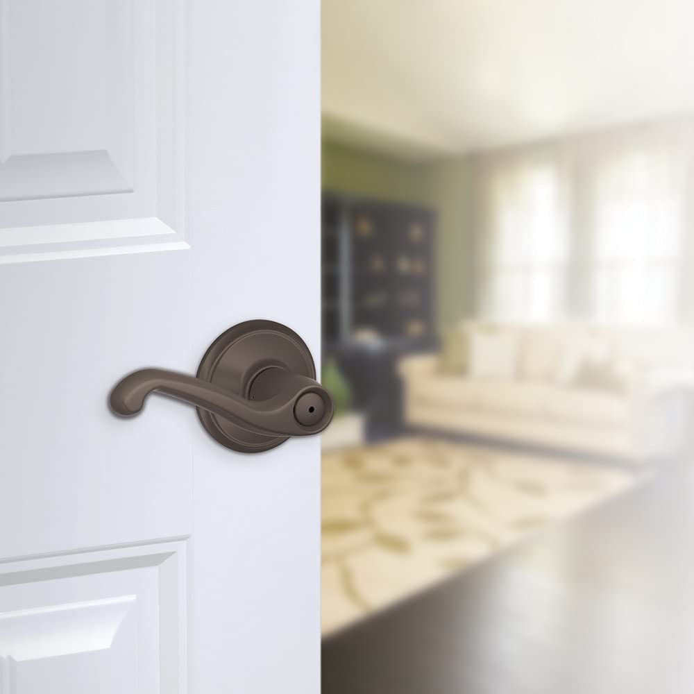Flair Bed/Bath Privacy Door Handle with Lock, Satin Brass