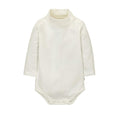 Baby Boys Girls Solid Color Basic Turtleneck Cotton Bodysuit Jumpsuit Beige