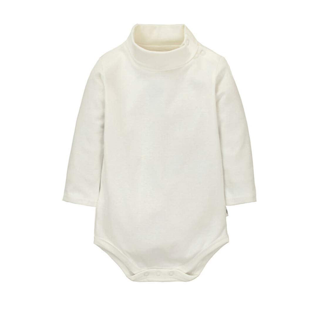 Baby Boys Girls Solid Color Basic Turtleneck Cotton Bodysuit Jumpsuit Beige