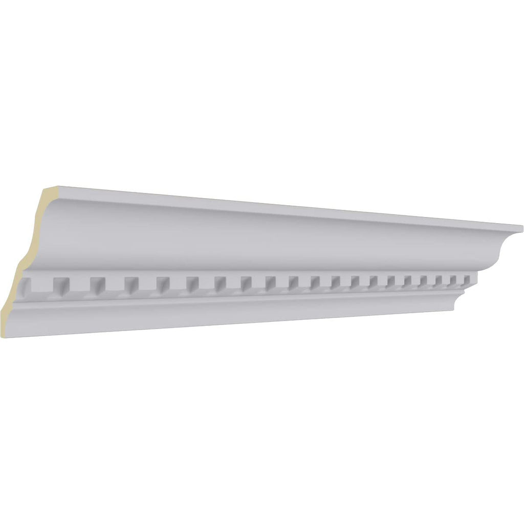 Dentil Crown Moulding, 3 1/4"H x 3 1/4"P x 4 3/8"F x 94 1/2"L, Factory Primed (8-Pack)