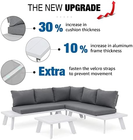 4-Piece Aluminum Outdoor Patio Furniture Set | White All-Weather Resistant for Patio, Garden & Porch