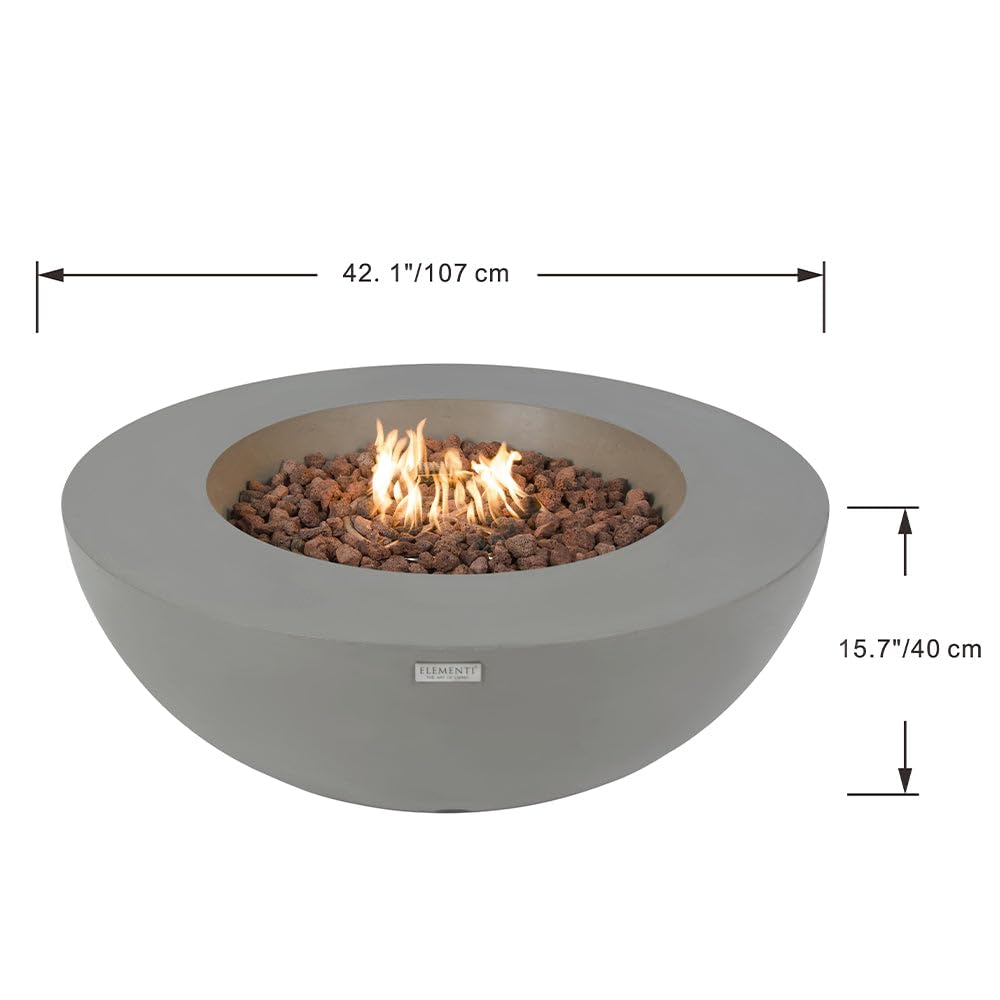 Lunar Bowl Fire Table Outdoor Fire Pit 42" x 42" Cast Concrete Round Firepit Includes Lava Rocks 45, 000 BTUs Outdoor