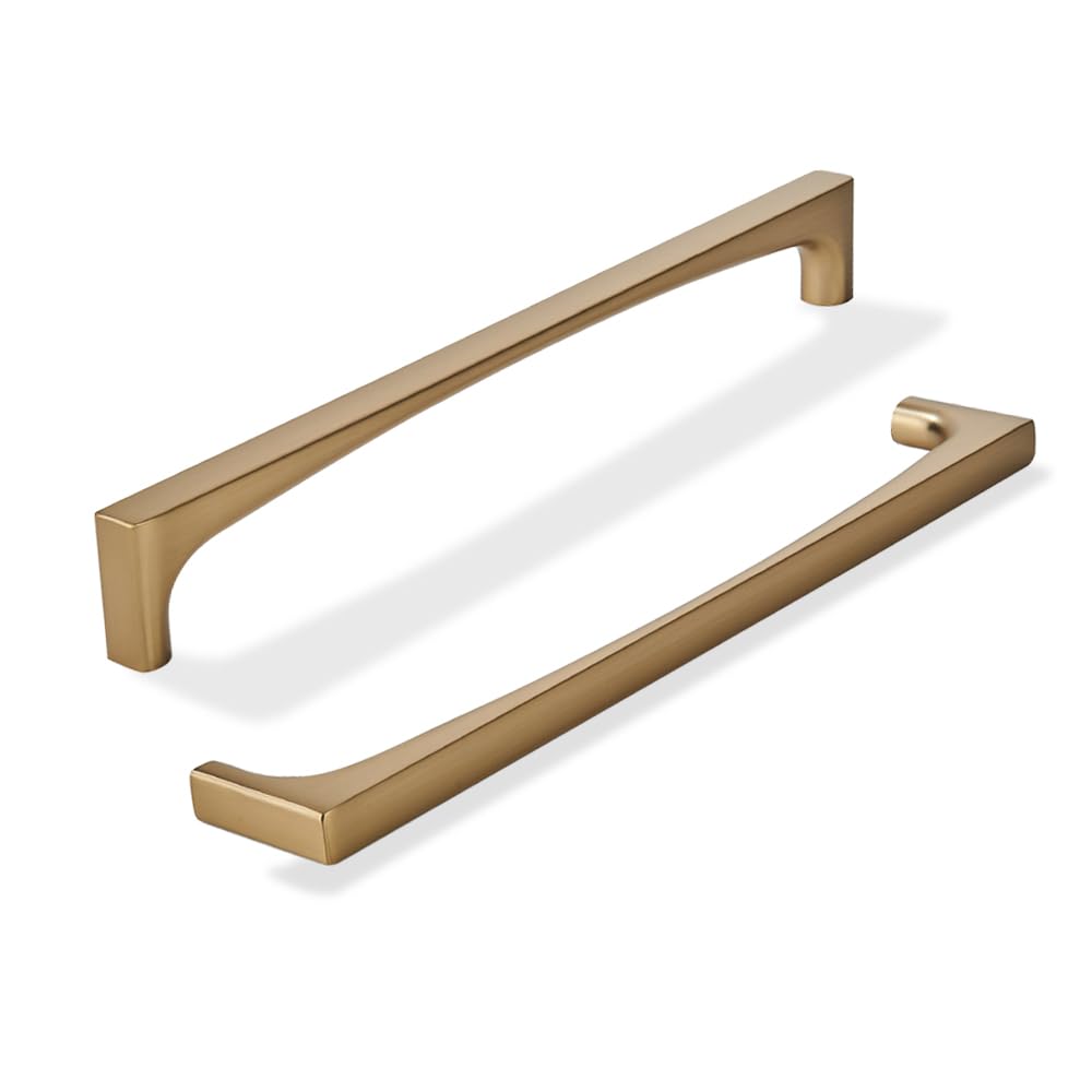 2 Pack Solid Handles 12-Inch(305mm) Satin Brass Cabinet Pulls,Heavy Duty Brushed Brass Handles Cabinets, Cupboards