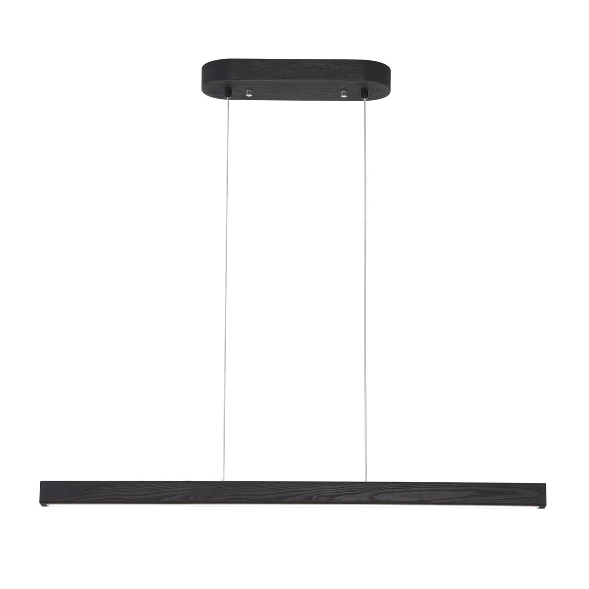 Black Wood Linear Pendant Light - Dimmable LED Chandelier with Remote, Modern Minimalist Lighting Islands, Dining