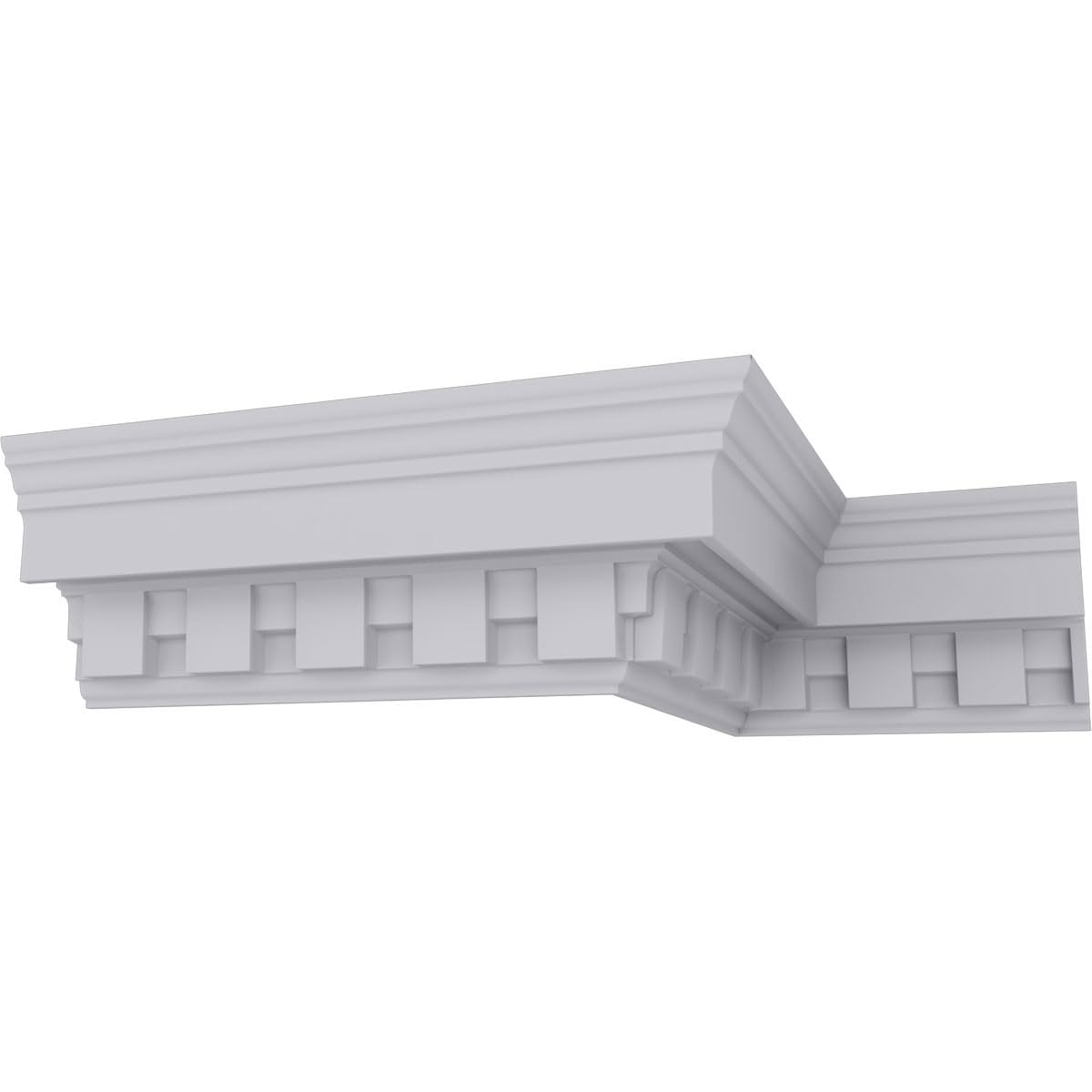 Dentil Crown Moulding, 2 7/8"H x 2 5/8"P x 3 3/4"F x 94 1/2"L, Factory Primed