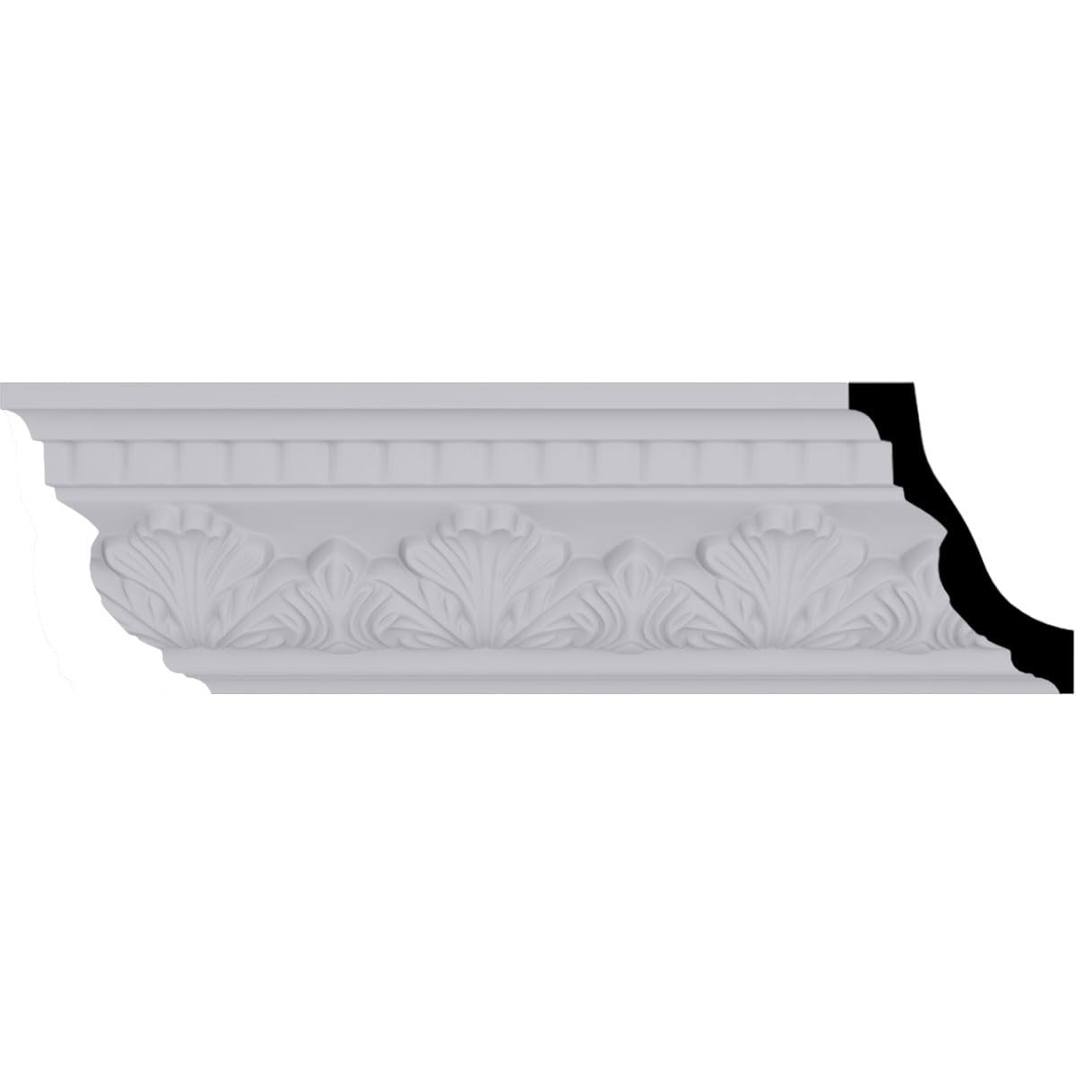Devon Crown Moulding, 4 1/2"H x 3 1/4"P x 5 1/2"F x 94 1/2"L, Factory Primed
