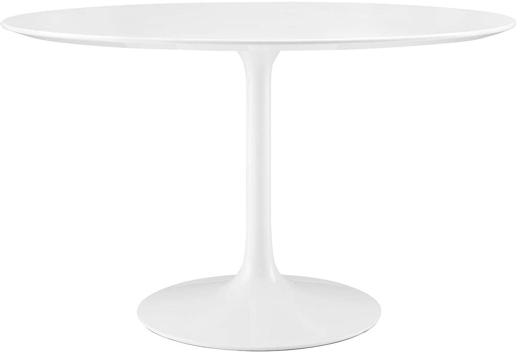 Inspired Saarinen Style Tulip Round Pedestal Dining Table — White, 47″ Round
