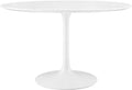 Inspired Saarinen Style Tulip Round Pedestal Dining Table — White, 47″ Round