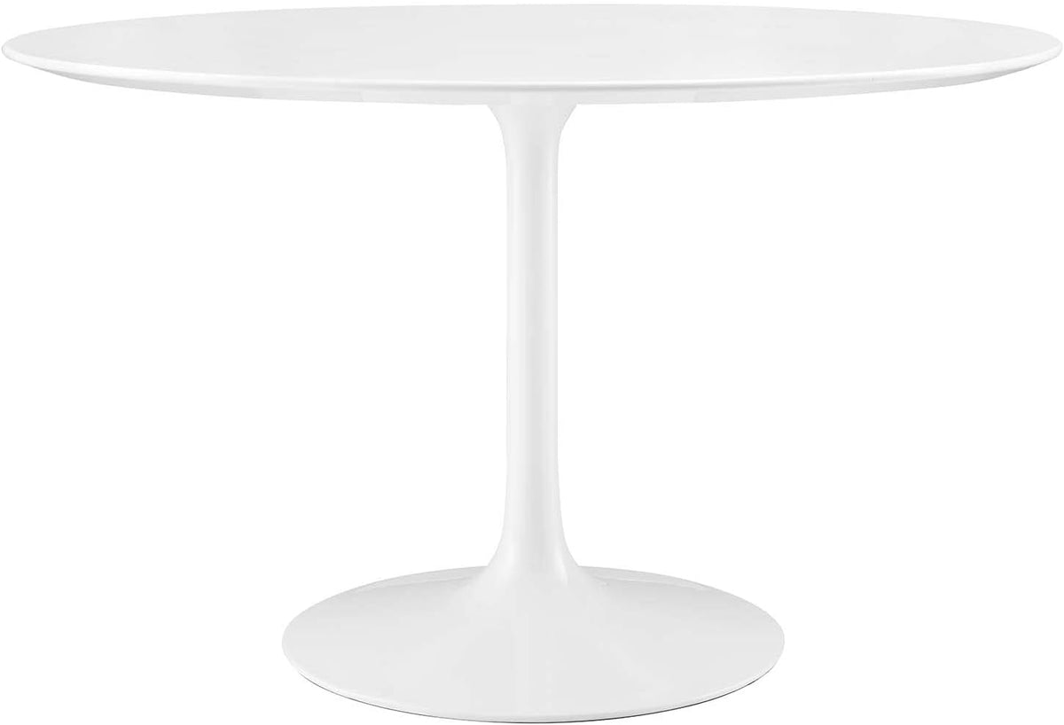Inspired Saarinen Style Tulip Round Pedestal Dining Table — White, 47″ Round