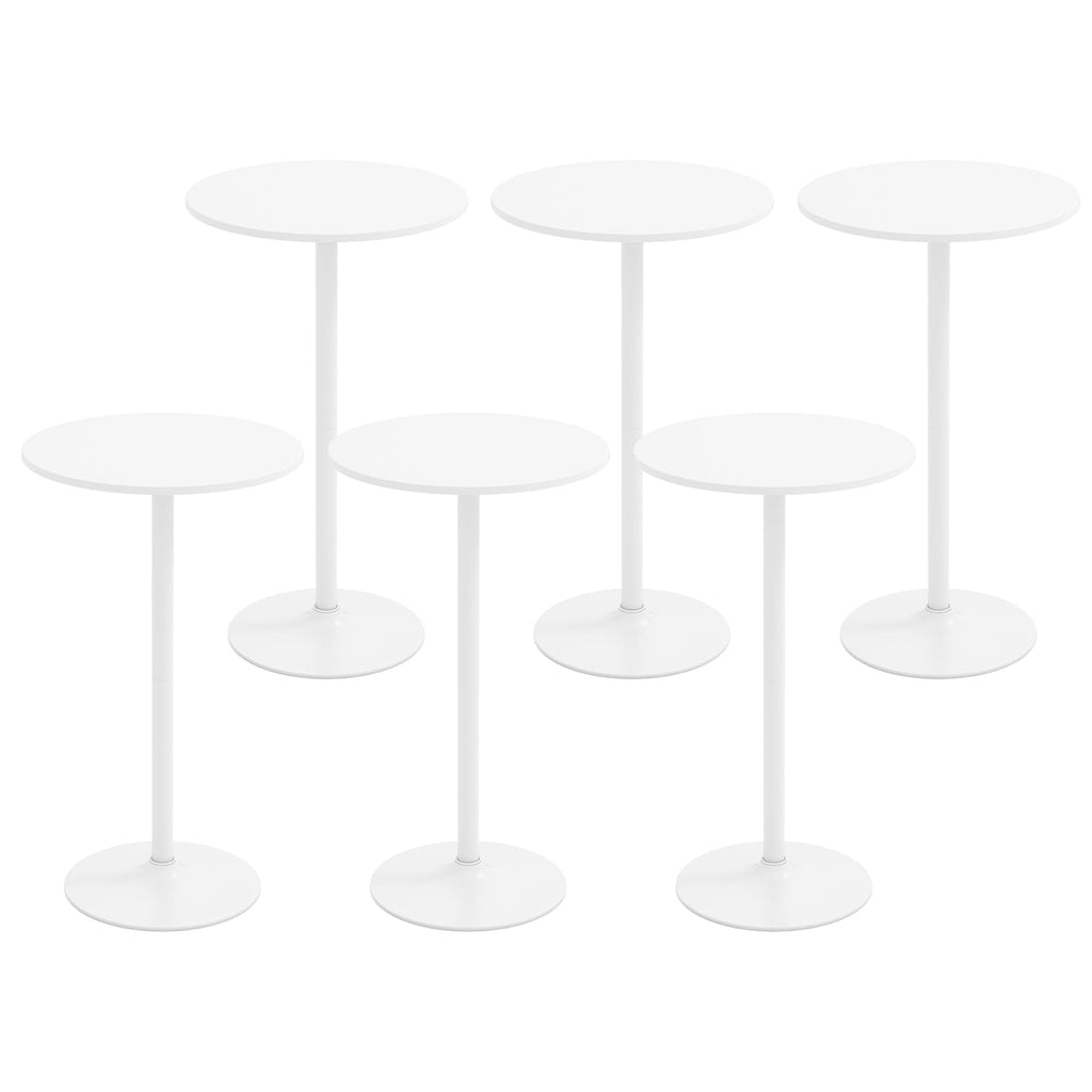 6-Pack 2-in-1 Bar Table with Detachable Pole, Metal Base, 24" Round Top, 40"/22" Two Convertible Height, Cocktail Pub