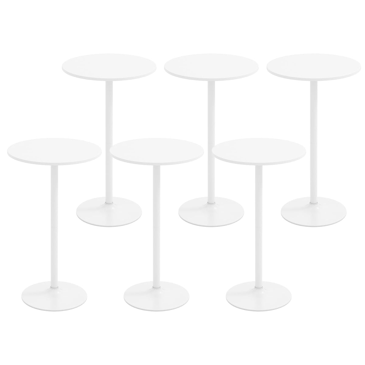 6-Pack 2-in-1 Bar Table with Detachable Pole, Metal Base, 24" Round Top, 40"/22" Two Convertible Height, Cocktail Pub