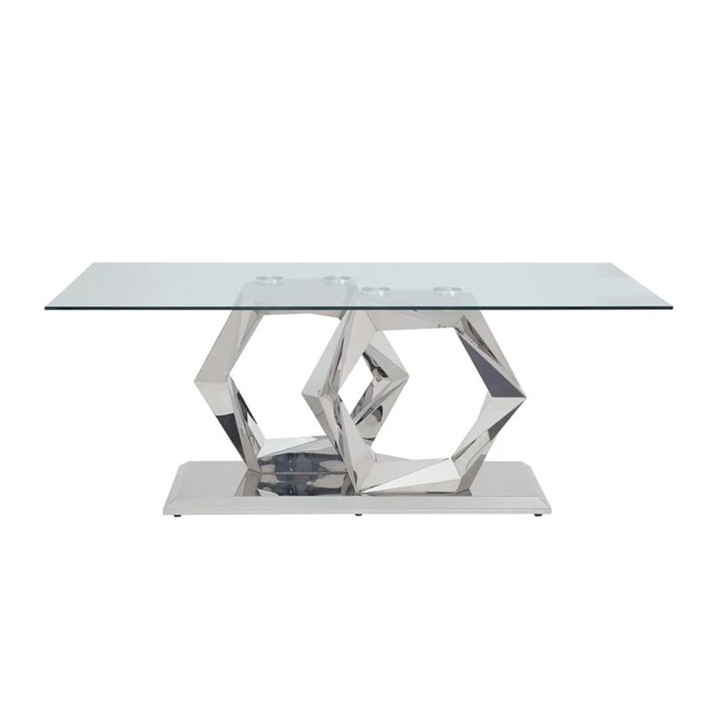 Gianna Dining Table in Clear Glass & Stainless Steel