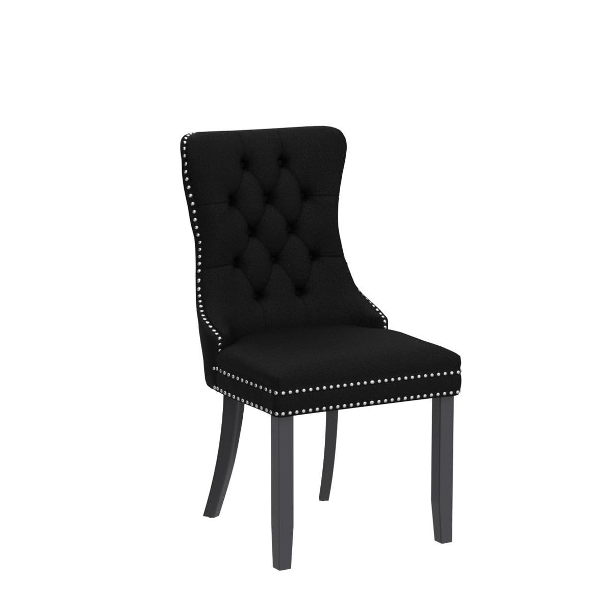 Velvet Dining Chairs, Tufted Kitchen & Dining Room Chairs, Black, Set of 4