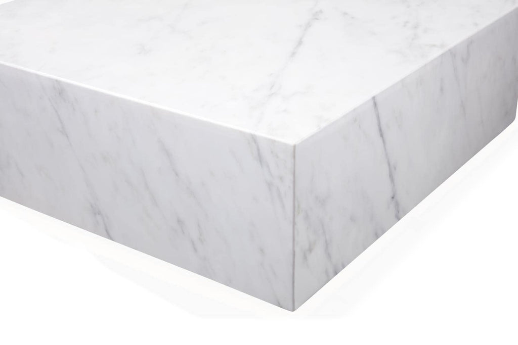 Imports Cube Square Coffee Table in High Gloss Black or White Marble with Casters