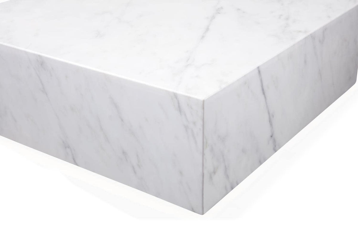 Imports Cube Square Coffee Table in High Gloss Black or White Marble with Casters