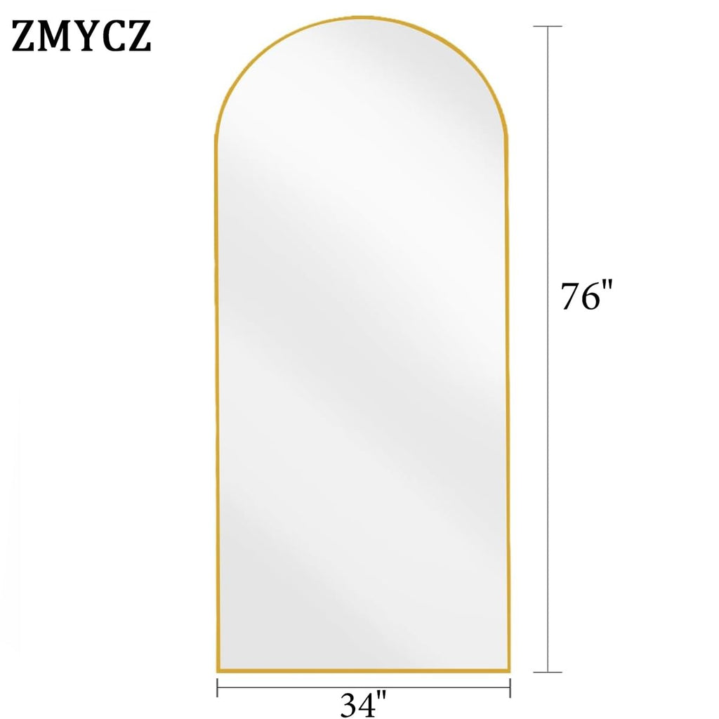 Arch Full Length Mirror, 76"x34" Standing Floor Body Mirror (Gold)