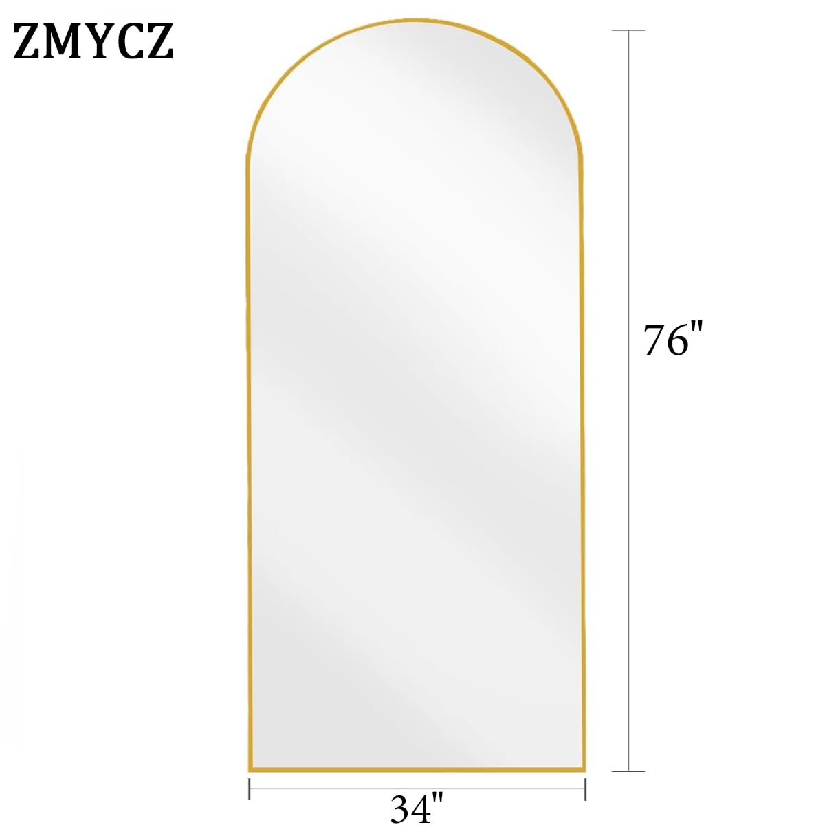 Arch Full Length Mirror, 76"x34" Standing Floor Body Mirror (Gold)