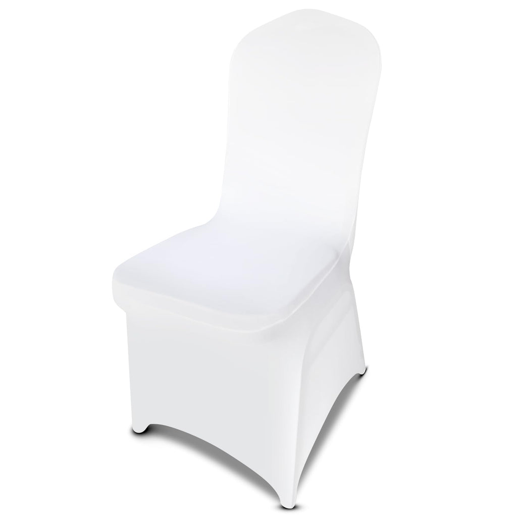 100 Pcs White Stretch Chair Covers - Premium Polyester Spandex Slipcovers for Wedding, Party, Banquet, Dining & Event