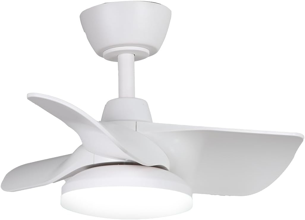 Kathy ireland HOME 22" Plumier Ceiling Fan, Indoor Small Room Fan with Downrod, Compact Modern Design, Matte White