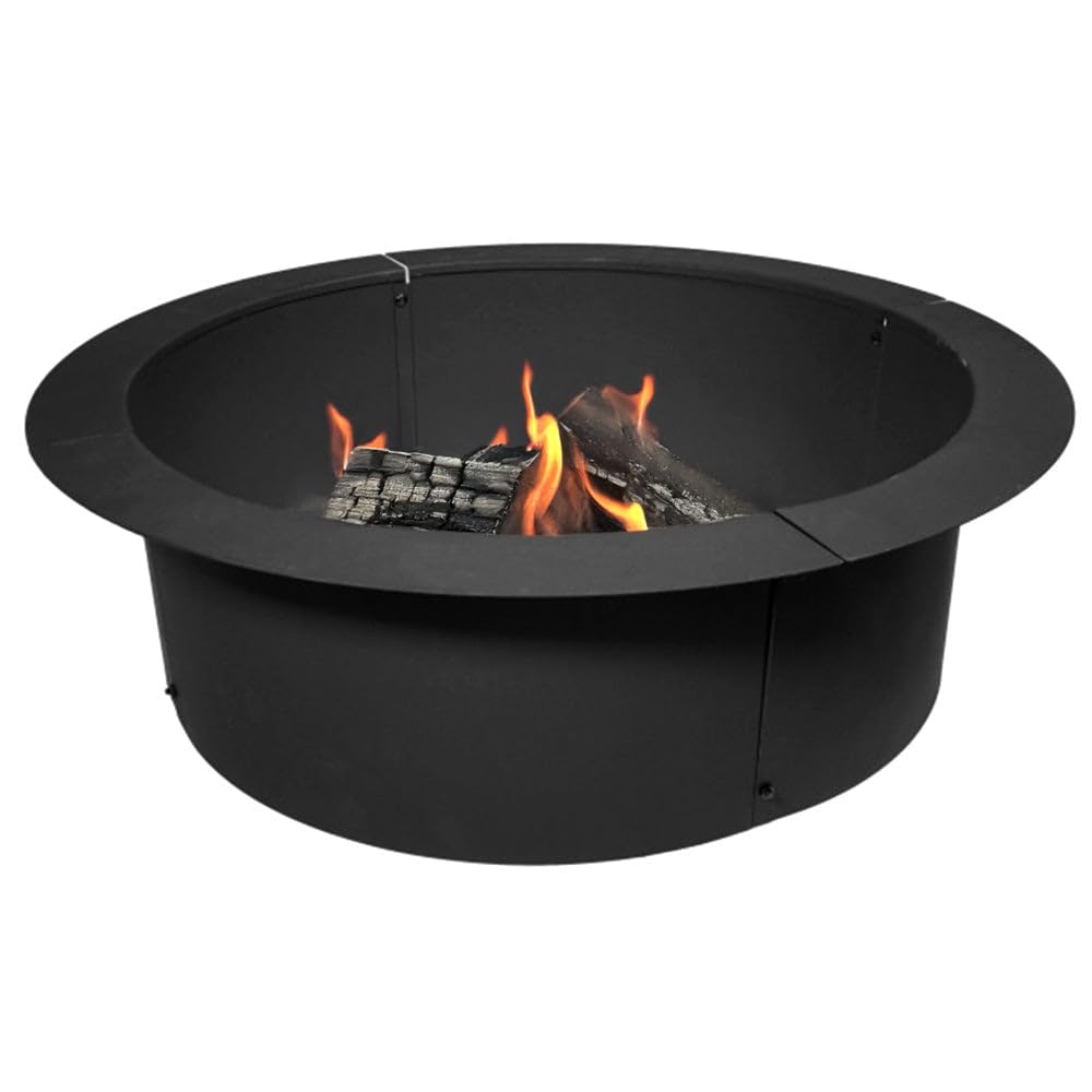 Ash & Ember 33" Outside Dia Steel Fire Pit Liner x 27" Inside - 4 Panel Liner 1.5mm Thick Steel, DIY Above or