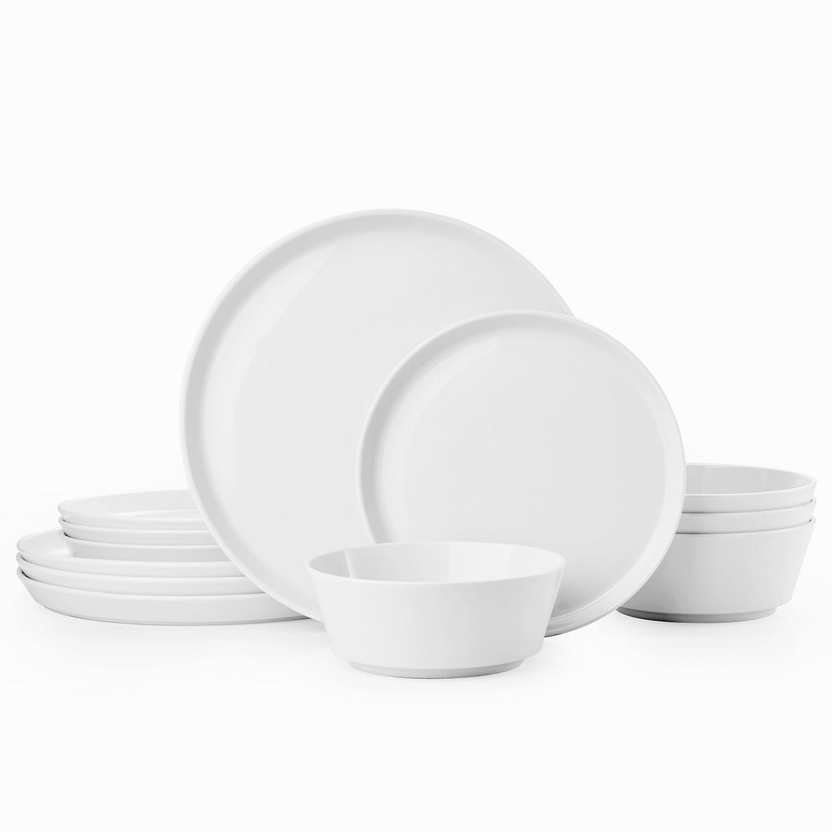 12-Piece Bone China Dinnerware Sets, White