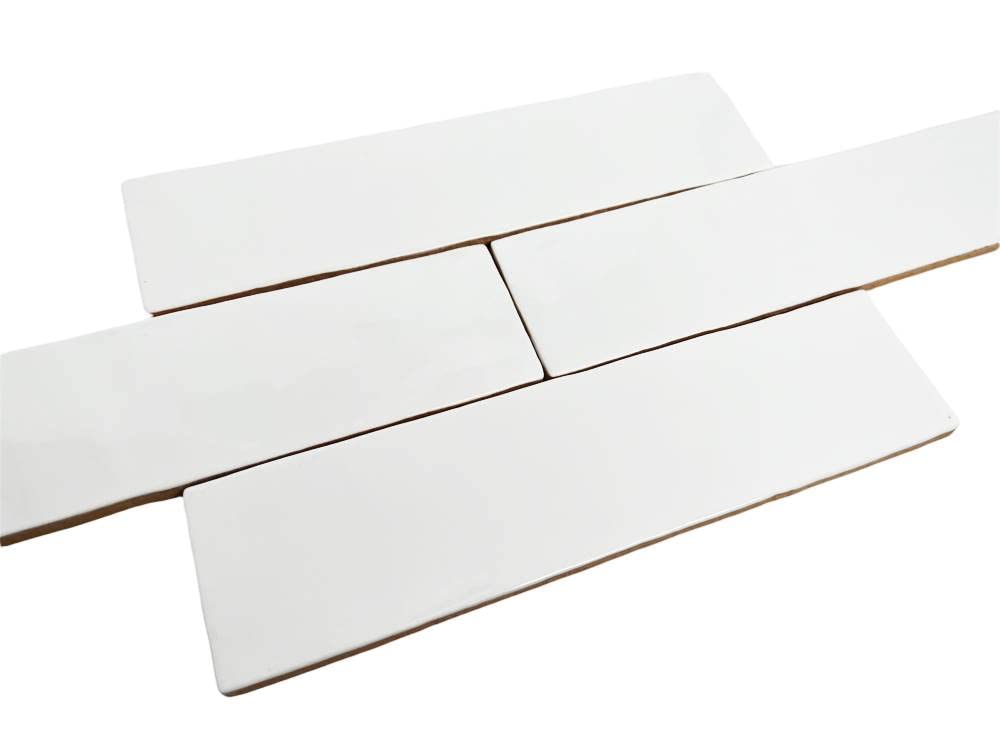 3x12 White Handmade Look Ceramic Subway Tile Walls & Kitchen Backsplashes - Glossy Finish (Box Covers 5.5 Square Feet)