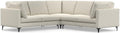 Corner Sectional Sofa, 102 in Wide, Cream Performance Fabric, Mid-Century Modern, Metal Legs, Seats 5