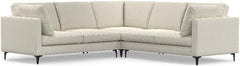 Corner Sectional Sofa, 102 in Wide, Cream Performance Fabric, Mid-Century Modern, Metal Legs, Seats 5