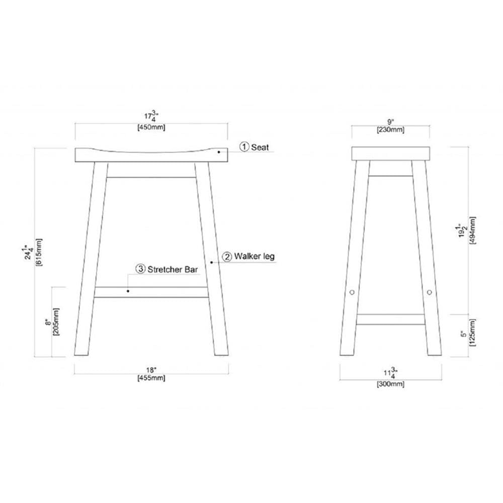 Inspired Bertoia Style Sonoma Backless Saddle Kitchen Counter Stool - Chestnut Wire-Brush - Set of 2
