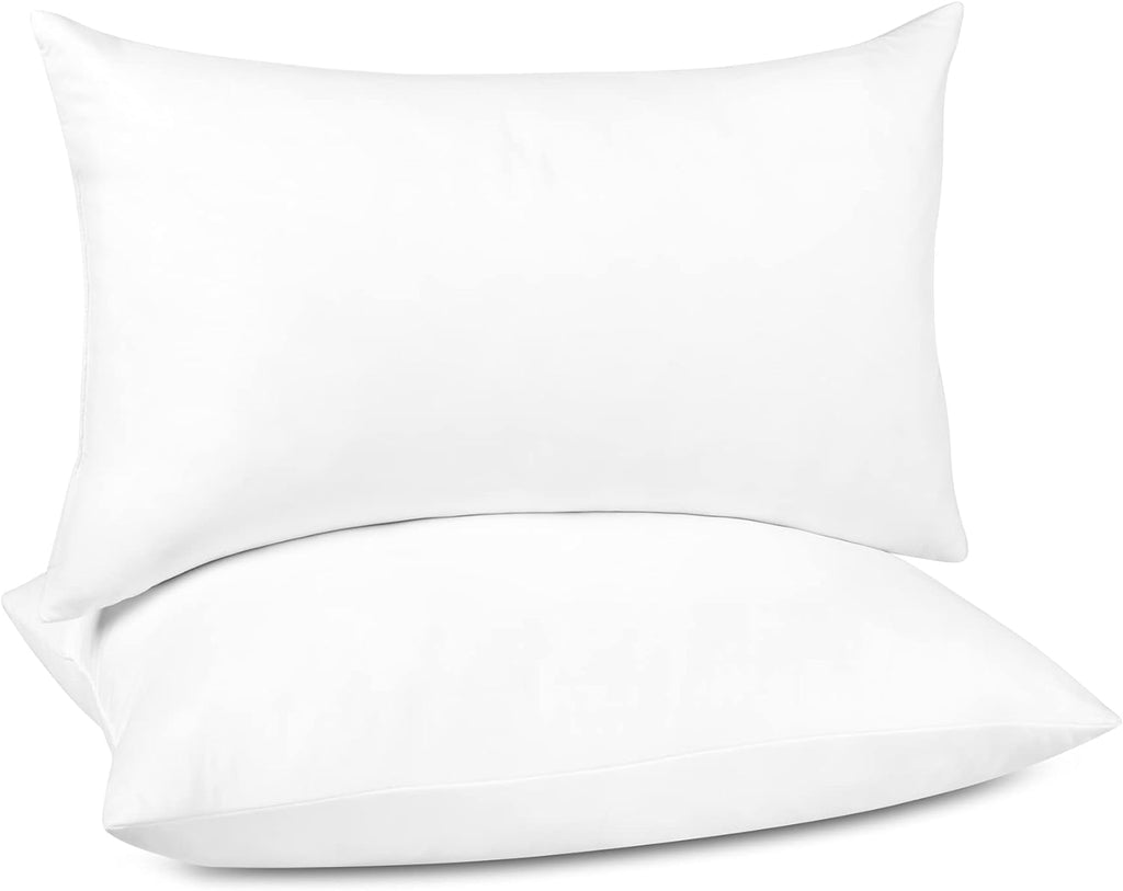 Lumbar Pillow Inserts 12 x 20 (, White), Filled with Feather and Down, Decorative Pillows for Couch, Home - Set of 2