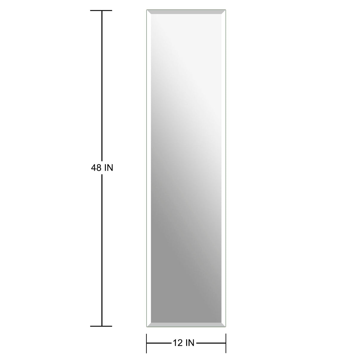 Frameless Full Length Mirror for Wall, 48x12 Inch Bathroom Vanity Mirror