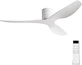 52-Inch Low-Profile Modern Ceiling Fan with White Curved Blades and Remote
