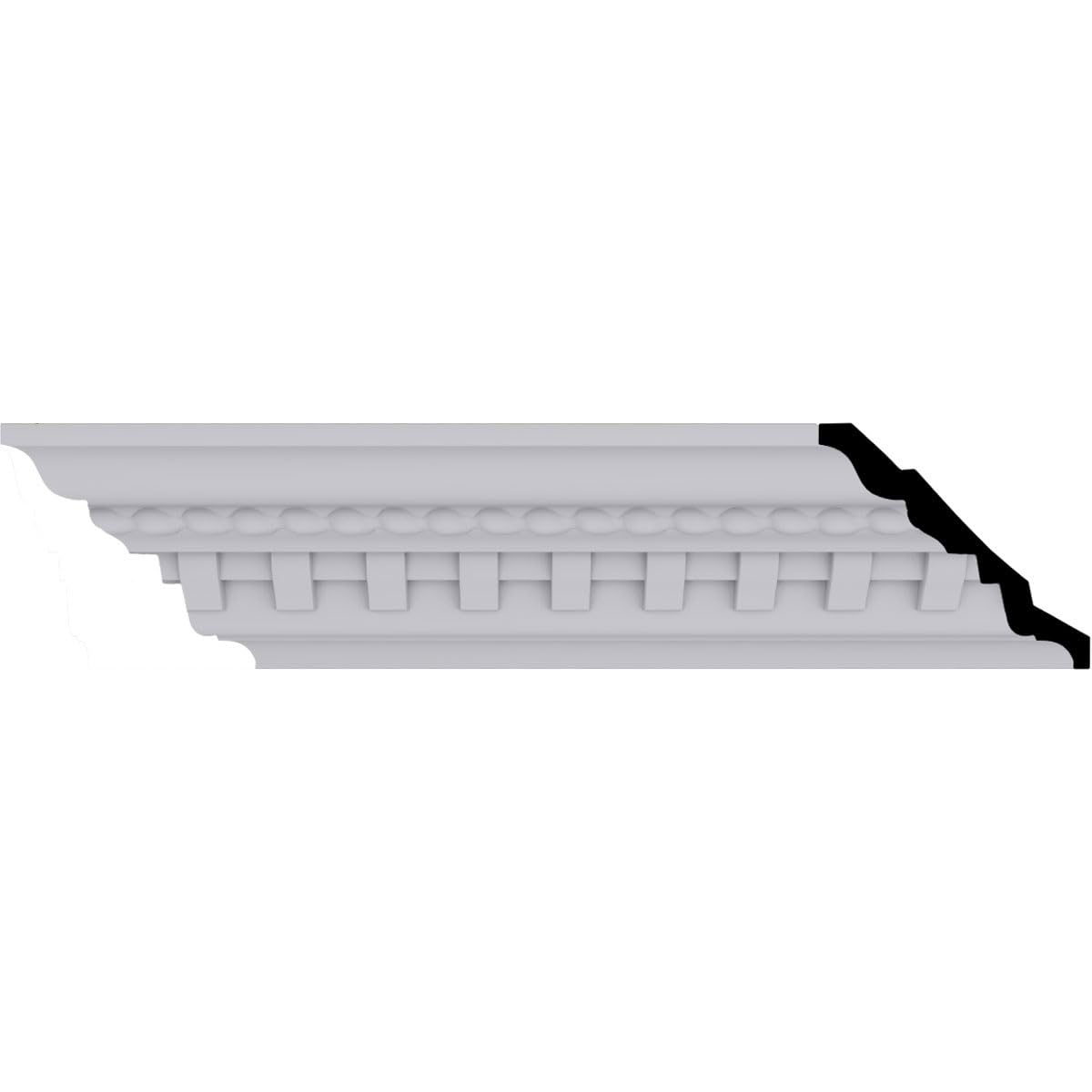 BulwarkDentil and Rope Crown Moulding, 3 1/2"H x 3 7/8"P x 5 1/8"F x 94 1/2"L, (1 3/8" Repeat), Factory