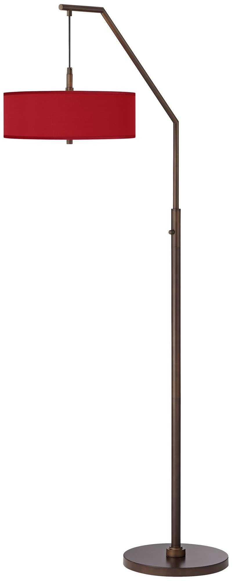 Inspired Arco Style 71 1/2" Tall Red Shade Bronze Downbridge Arc Floor Lamp