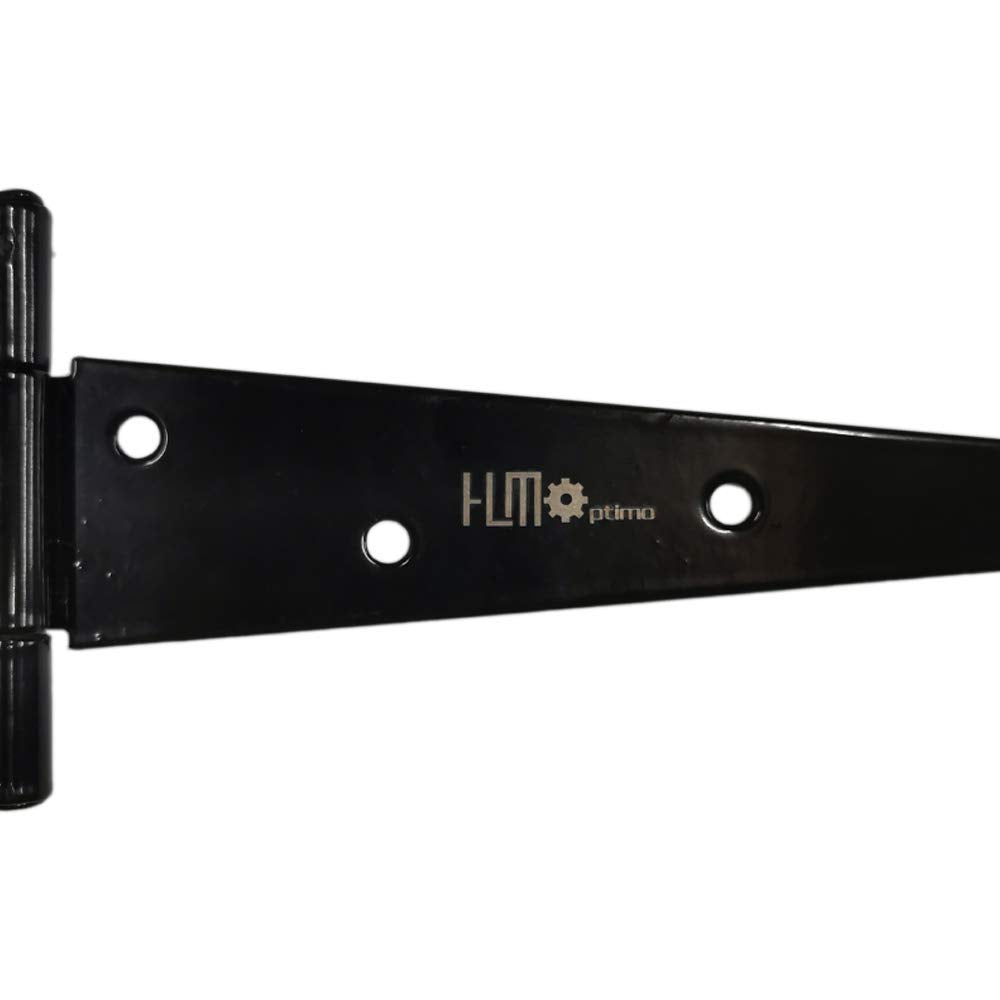 Heavy Duty T Hinge Tee T Strap Shed Gate Barn Fence Door Hinge Wrought Rustproof All Size Black (4 pcs, 12 inch)