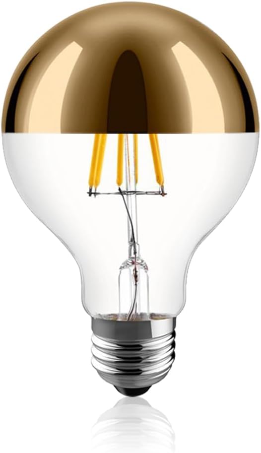 Half Chrome Light Bulb,6W Decorative Half Gold Glass,G25 Warm E26