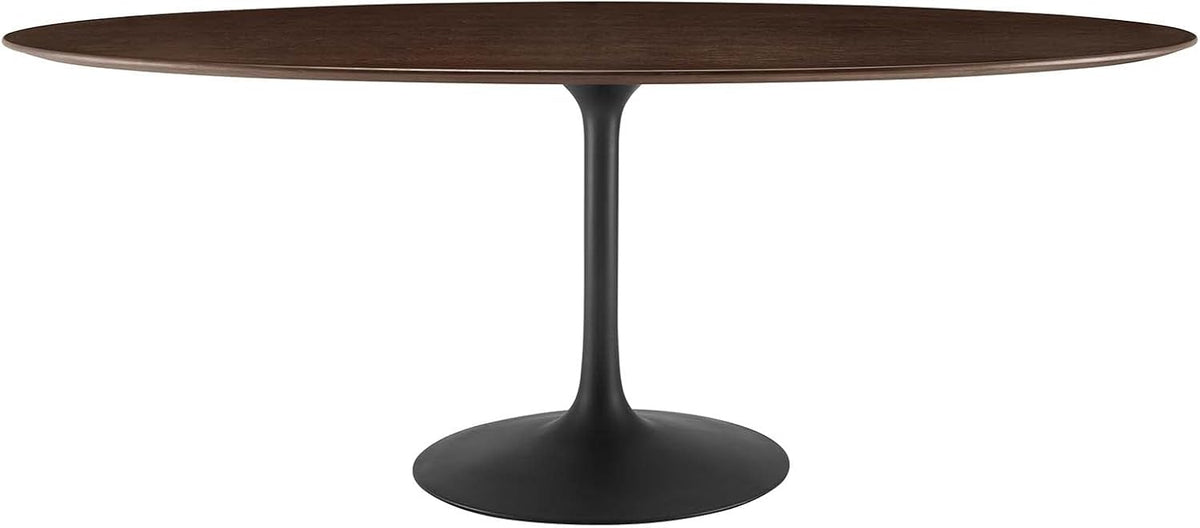 Inspired Saarinen Style Tulip Oval Pedestal Dining Table — Black Cherry Walnut, 78″ Oval