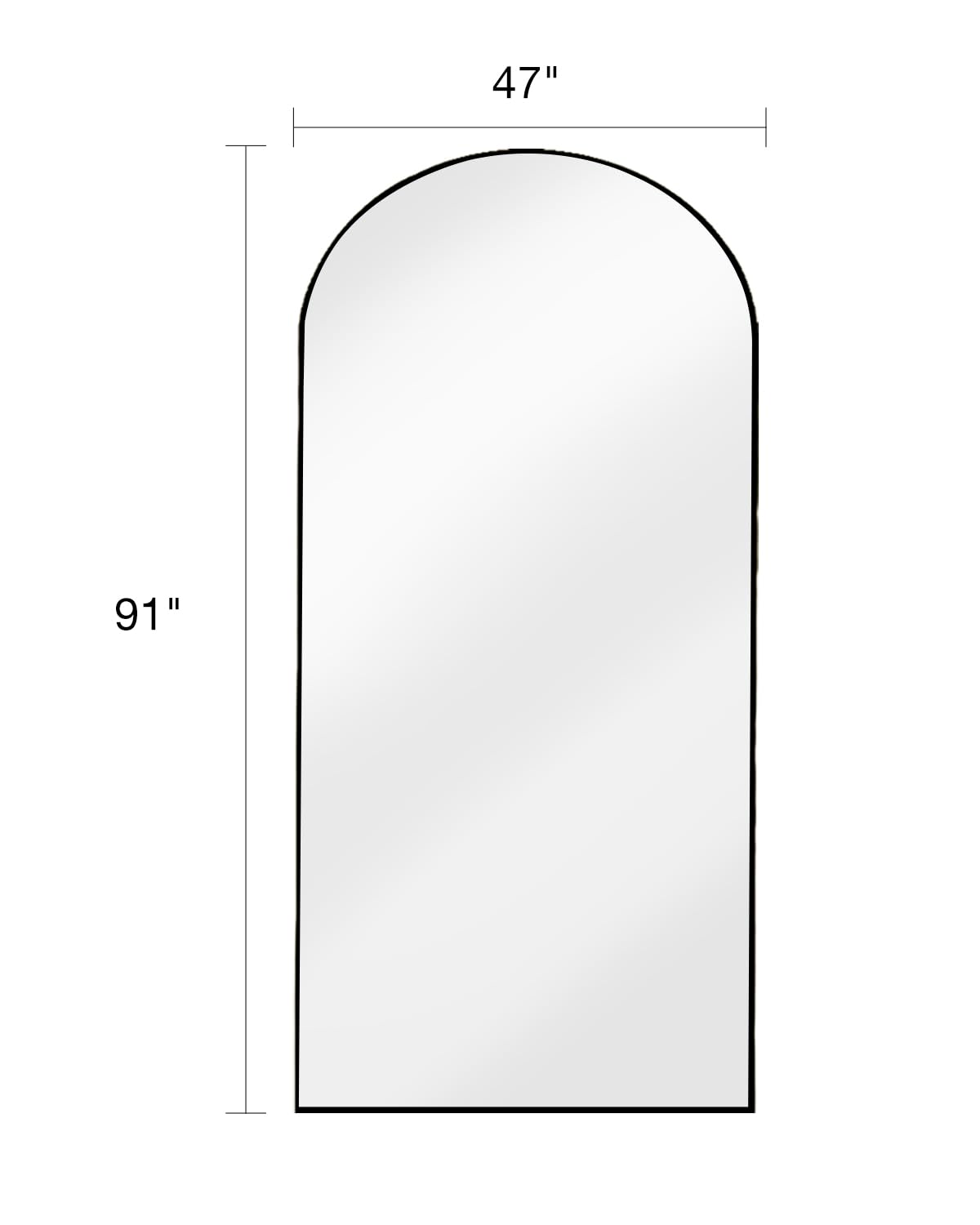 Full Length Mirror with Stand, 47"x91" Floor Mirror Freestanding, Arched Mirror, Oversize (Black)