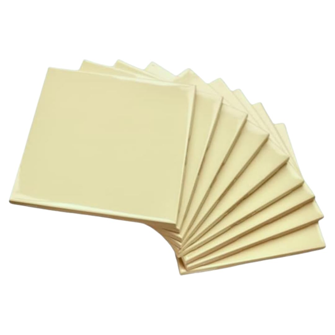 4.25x4.25 Inch Glossy Buttermilk Ceramic Wall Tile by - Box of 10 Pieces (1 Sq Ft) Backsplash, Bathroom, Shower &