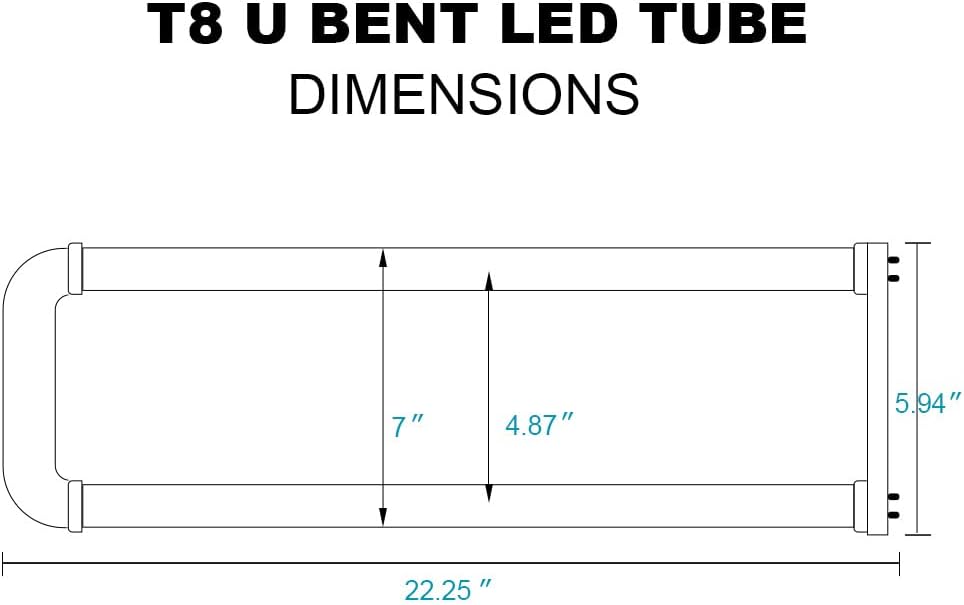 U Bend T8 LED Tube, 6000K Super Bright, 10 Pack, ETL Listed