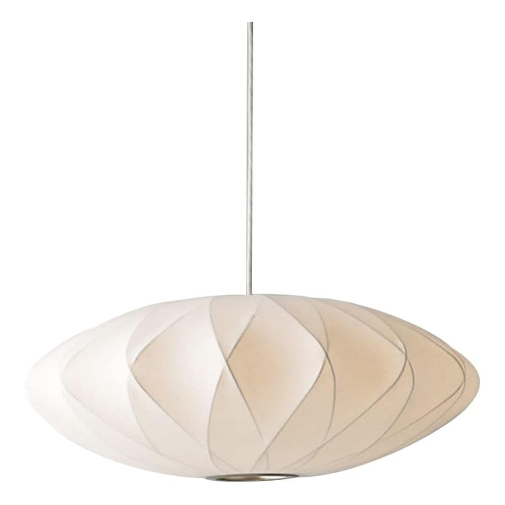 Inspired Nelson Style 19.7inch Silk Pendant Light, Italian Modern White Lantern Fabric Silk Ceiling Hanging Lamp Saucer Chandelier