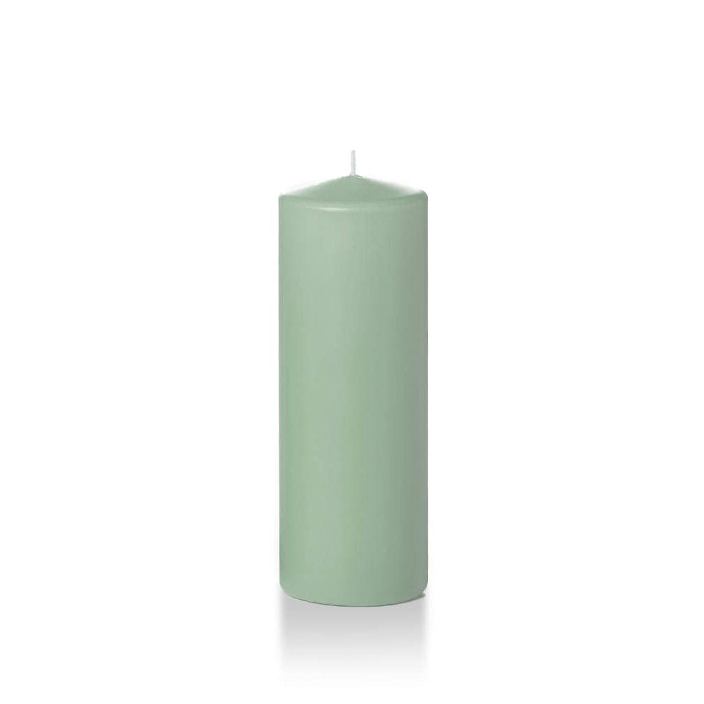3" x 8" Sage Round Pillar Candles - 3 per Pack