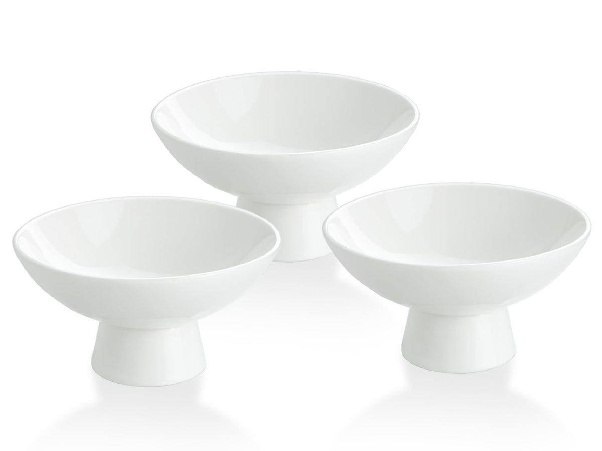 8oz Small Porcelain Footed Bowls, 5" White Pedestal Bowls for Nuts, Desserts, Ice Cream, Creme Brulee and Pudding