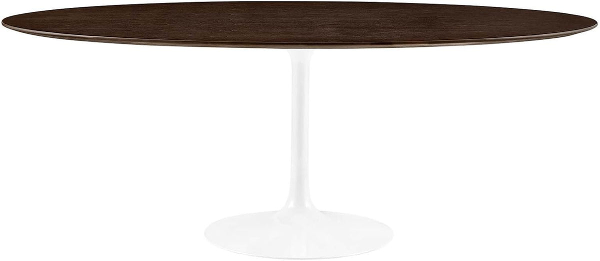 Inspired Saarinen Style Tulip Oval Pedestal Dining Table — White Cherry Walnut, 78″ Oval