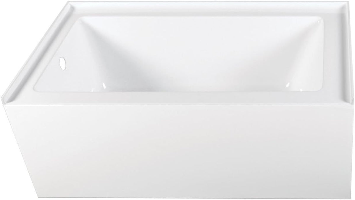 VTAP603222L Aqua Eden 60-Inch Acrylic Alcove Tub with Left Hand Drain Hole, L 60" x W 32" x H 21-5/8"D, White
